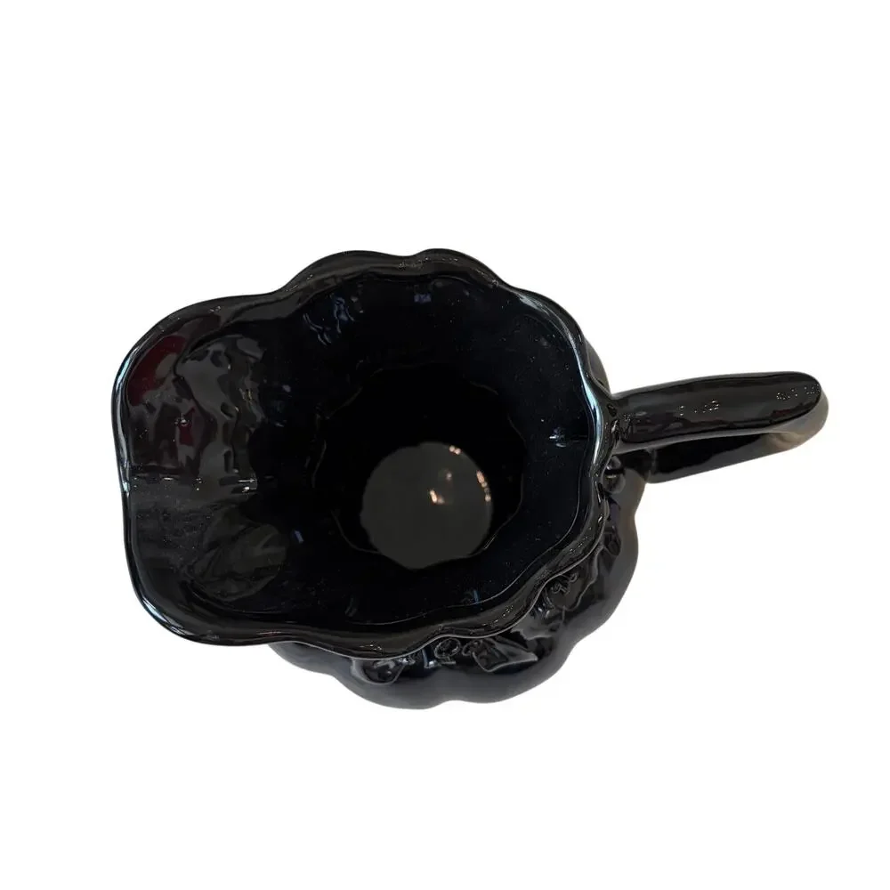 Potter's Studio Black Floral Ceramic Pitcher w/ Embossed Roses 7